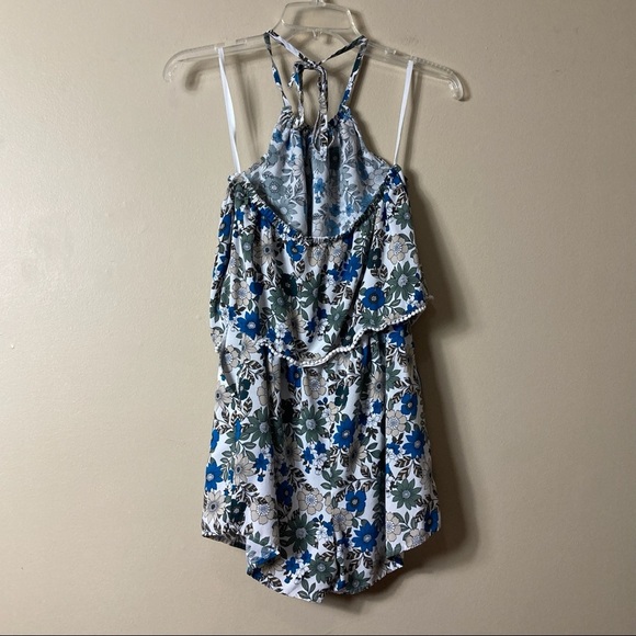 Loft Beach Blue Floral Halter Neck Romper - Picture 3 of 7